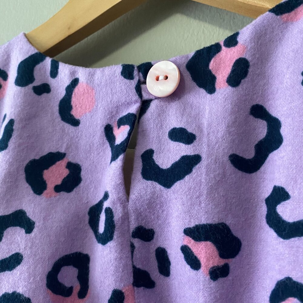 Handmade Children's 100% Cotton Flannelette Purple Pink Leopard Plaid Dress - Picture 10 of 14